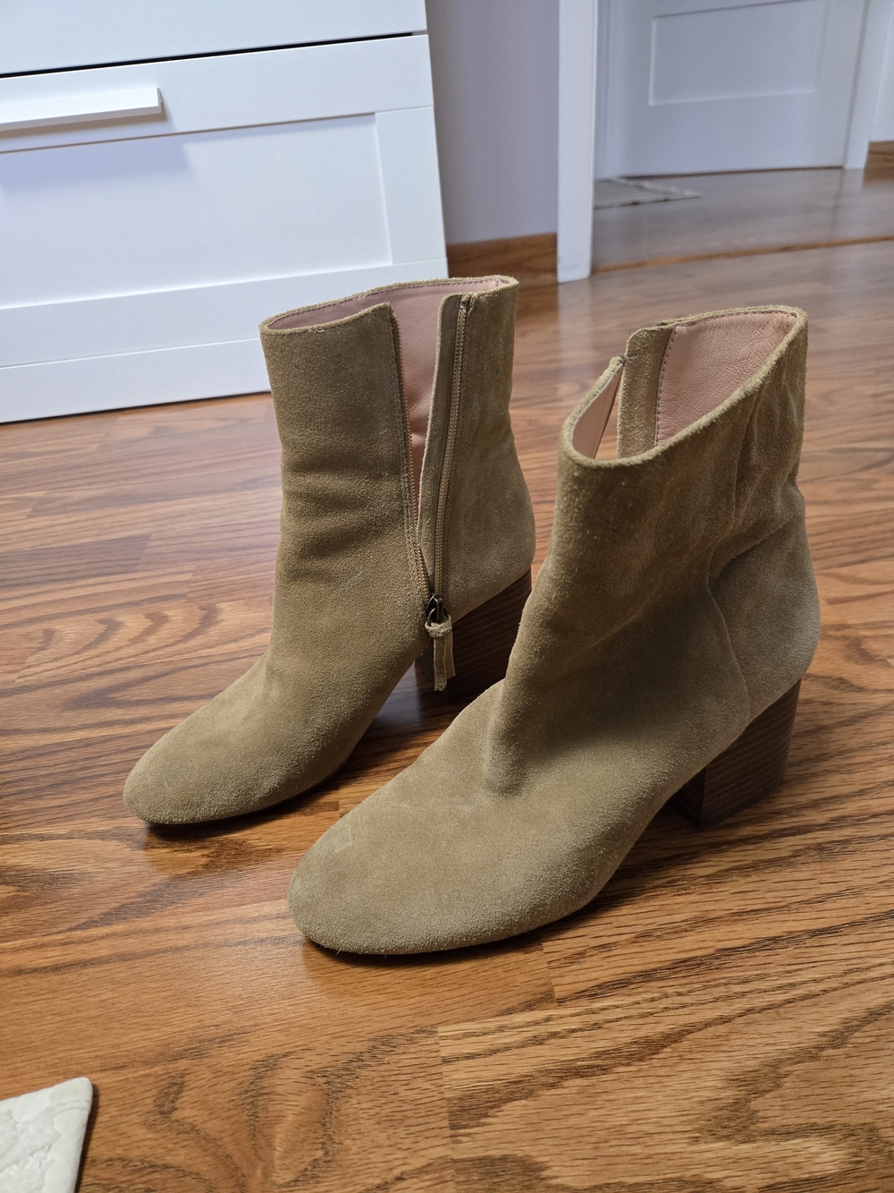 J. Crew Light Suede Heeled Ankle Boots Size 8